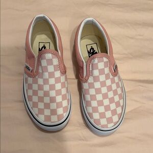 NEW Vans Kids Pink/White Checkered Slip-On Sneakers